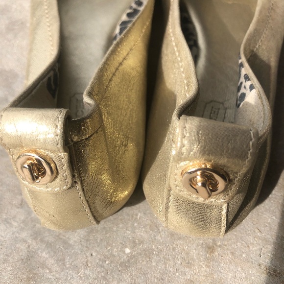 Coach Gold Leather Ballet Flats Size 7 - Picture 6 of 10